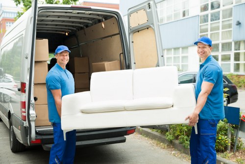 A moving van with boxes representing a service complaint review