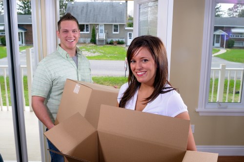 Removal van and moving team preparing a home move in Arnosgrove