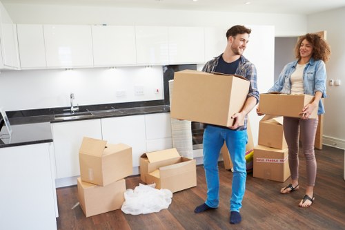 Packed boxes and furniture ready for a house move