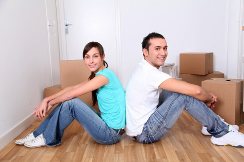 Packed boxes and furniture ready for house removals in Arnosgrove