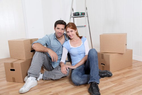 Loading furniture and boxes into a removals van