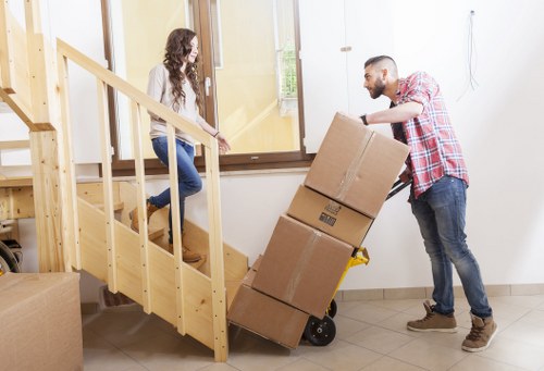 Office desks and equipment prepared for commercial relocation near Arnosgrove