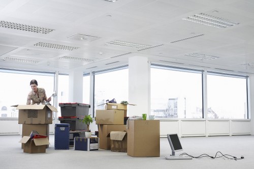 Packed moving boxes and furniture for local removals